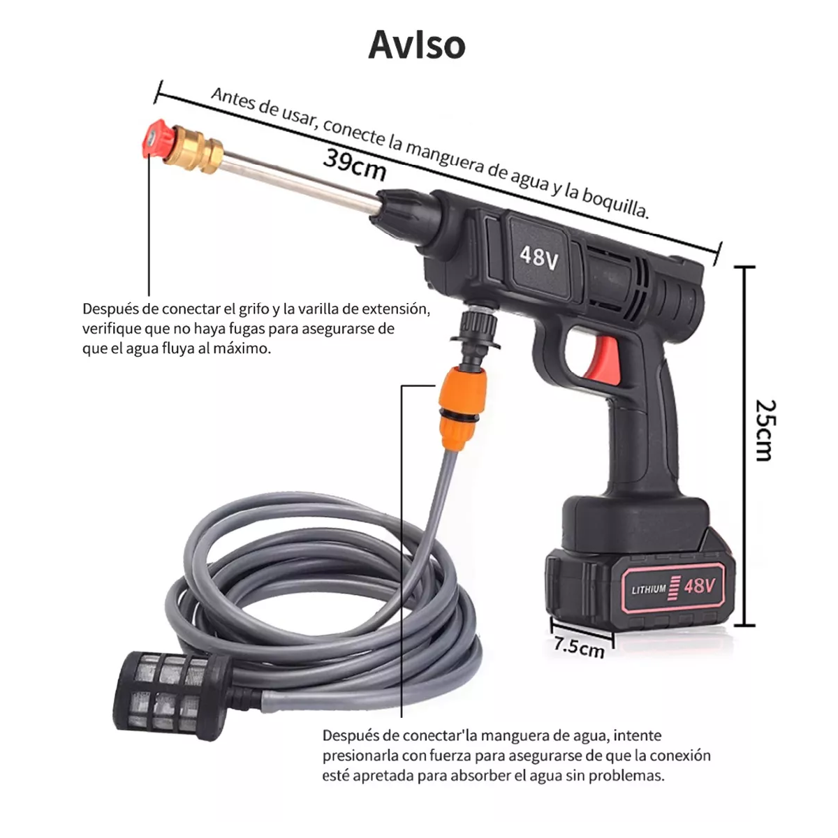 Hidrolavadora Inalámbrica Con 2 Baterías Para Lavar Autos