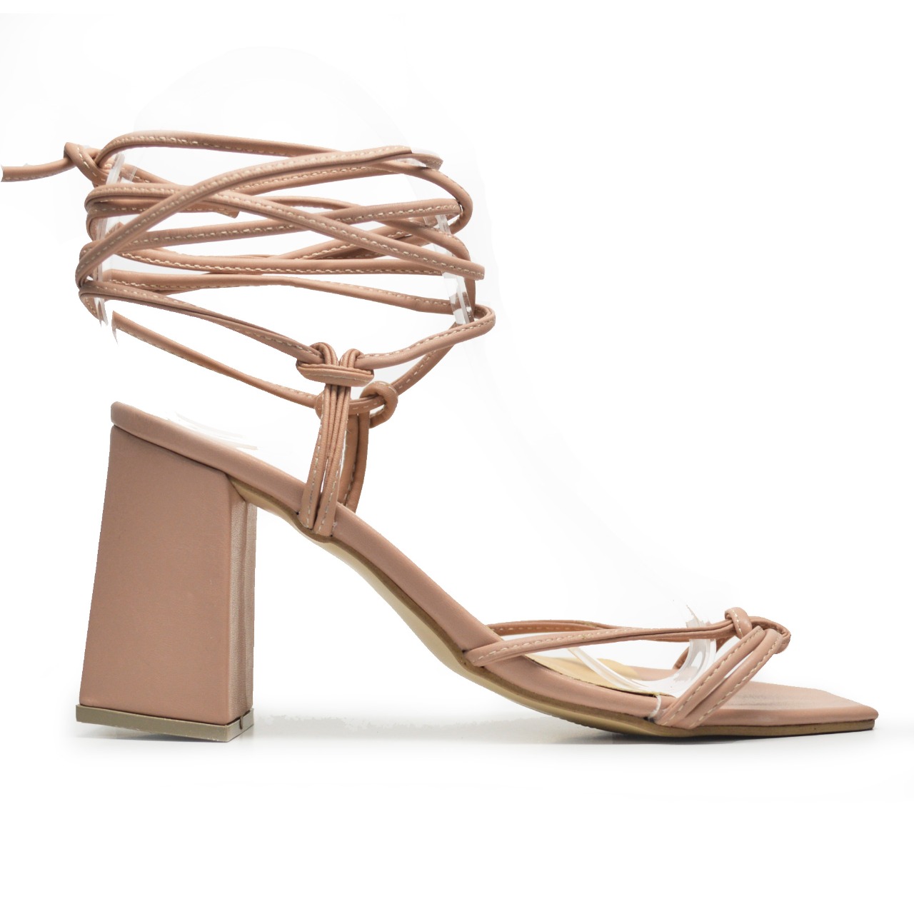 Sandalia Zapatilla Tacón Altura 8 cm Tiras Gladiador Maquillaje