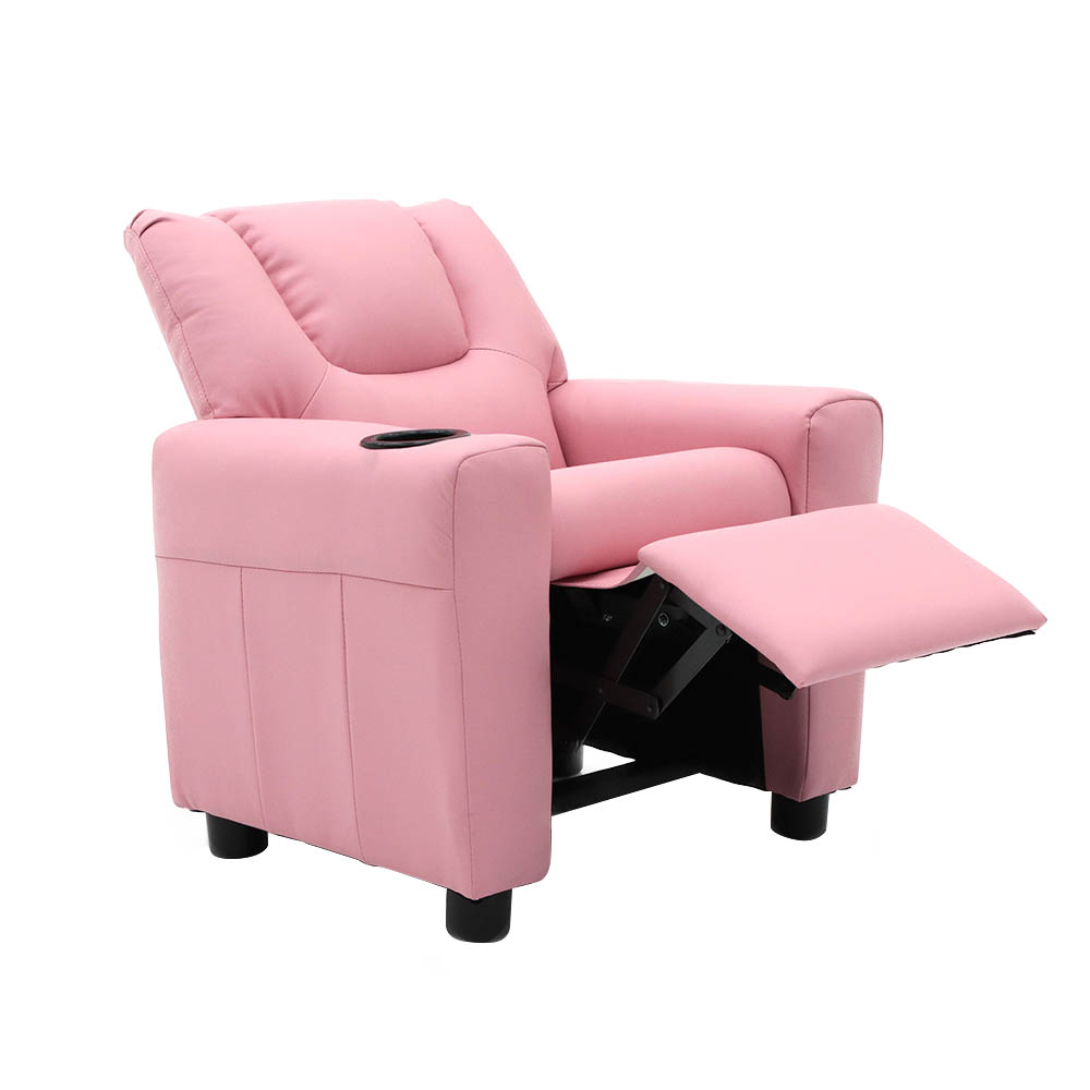 Sofá Reclinable Reposet Para Niños Con Porta Vaso Color Rosa