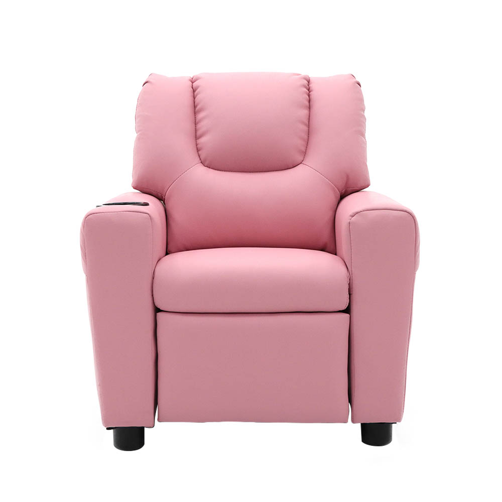 Sofá Reclinable Reposet Para Niños Con Porta Vaso Color Rosa