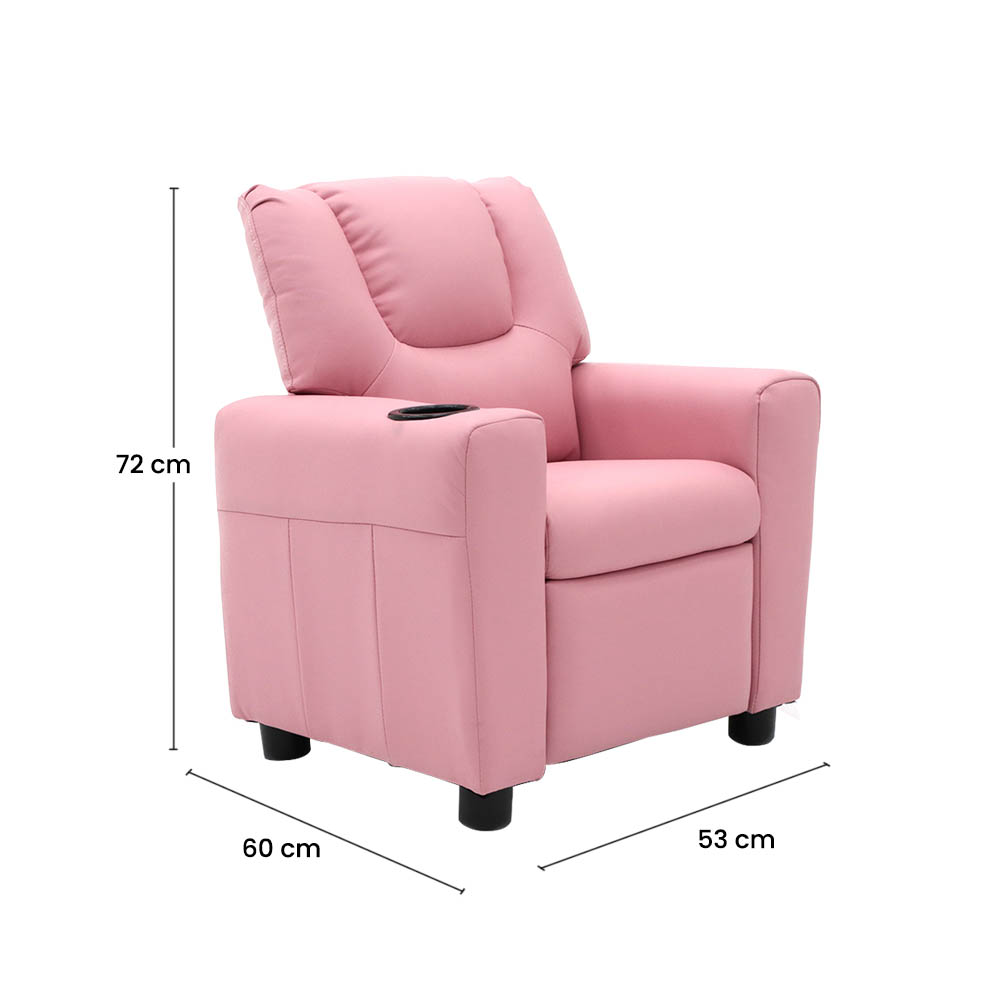 Sofá Reclinable Reposet Para Niños Con Porta Vaso Color Rosa