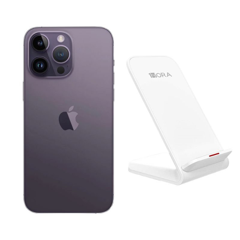 iPhone 14 Pro Max 128GB Morado E-SIM Reacondicionado Grado A + Base Cargador