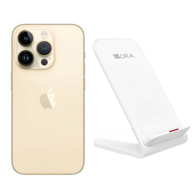 iPhone 14 Pro Max 128GB Dorado E-SIM Reacondicionado Grado A + Base Cargador