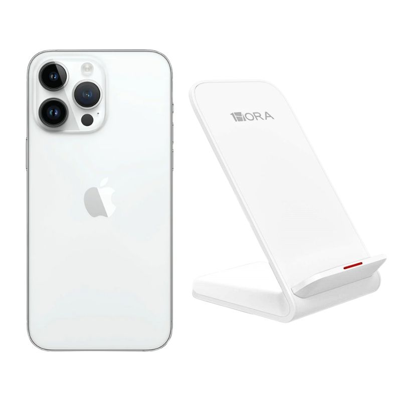 iPhone 14 Pro Max 128GB Plata E-SIM Reacondicionado Grado A + Base Cargador