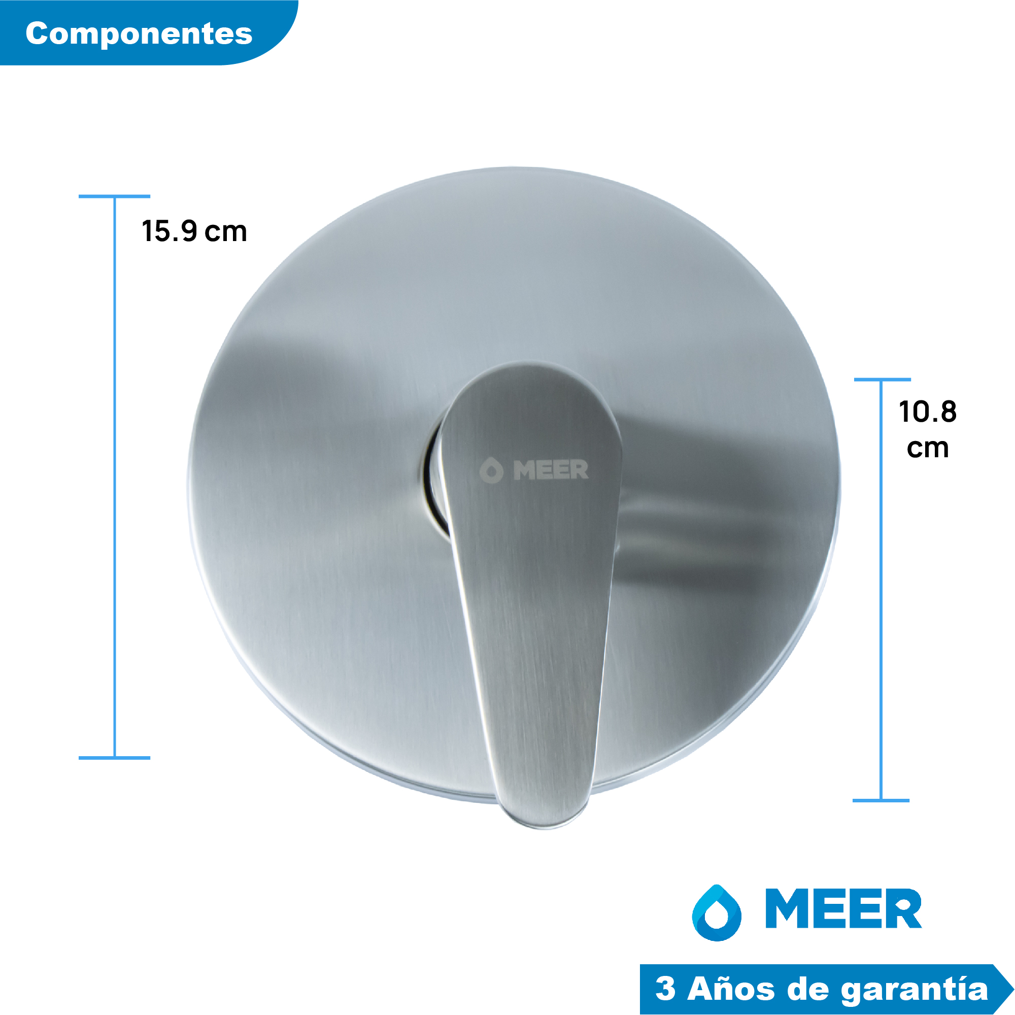 MEER Faucets by CNX - Set de regadera con tubo y organizador para baño de acero inoxidable, Juego de regadera cuadrada con brazo, incluye repisa de acero inoxidable. Kit de regadera con tubo y estante