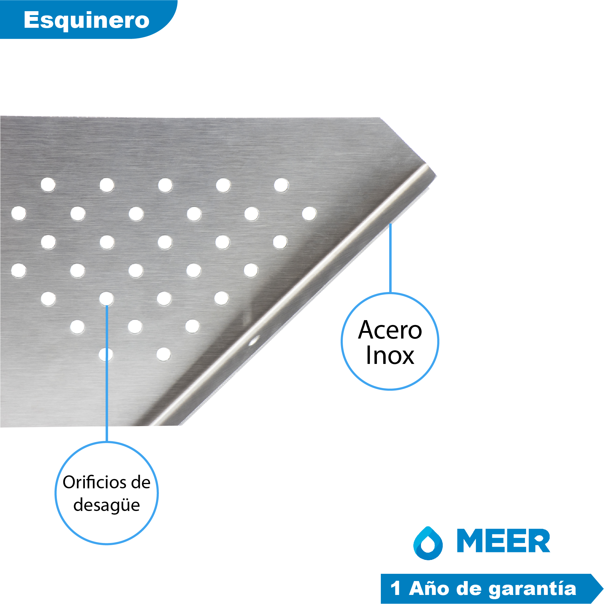 MEER Faucets by CNX - Set de regadera con tubo y organizador para baño de acero inoxidable, Juego de regadera cuadrada con brazo, incluye repisa de acero inoxidable. Kit de regadera con tubo y estante
