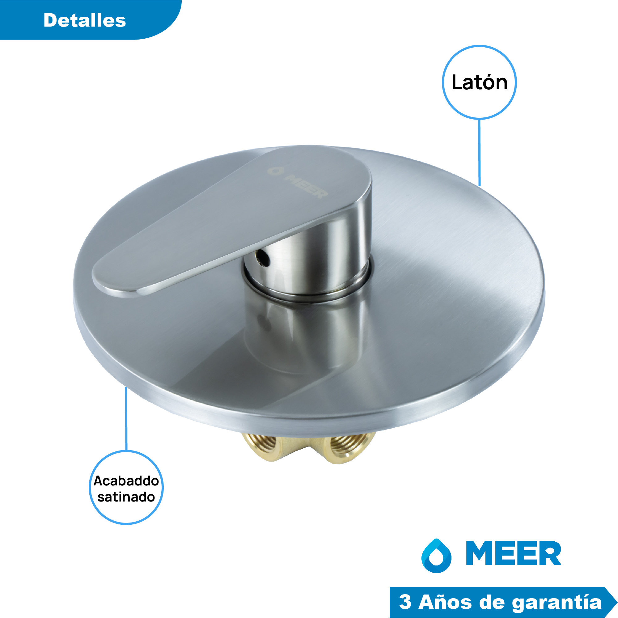 MEER Faucets by CNX - Set de regadera con tubo y organizador para baño de acero inoxidable, Juego de regadera cuadrada con brazo, incluye repisa de acero inoxidable. Kit de regadera con tubo y estante