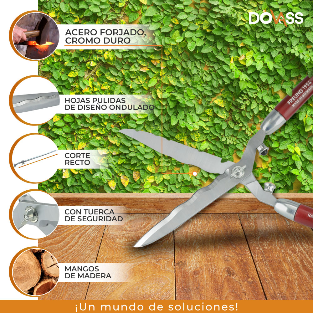 Gimex Tijera Para Podar 2 Manos "Freund" - Acero Forjado Cromo Duro - Hecho en Alemania - Diseñado Para Maximizar El Control Y La Seguridad Durante La Poda, Longitud de la hoja 240 mm