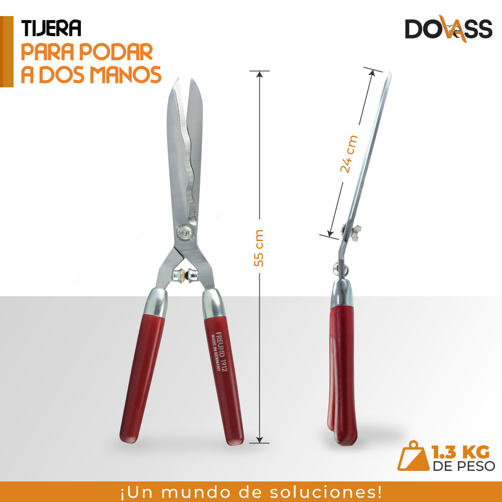 Gimex Tijera Para Podar 2 Manos "Freund" - Acero Forjado Cromo Duro - Hecho en Alemania - Diseñado Para Maximizar El Control Y La Seguridad Durante La Poda, Longitud de la hoja 240 mm