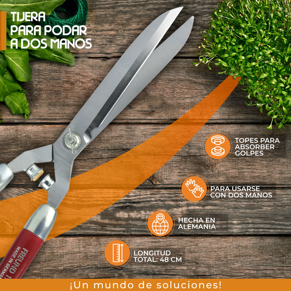 Gimex Tijera Para Podar 2 Manos "Freund" - Acero Forjado Cromo Duro - Hecho en Alemania - Diseñado Para Maximizar El Control Y La Seguridad Durante La Poda, Longitud de la hoja 200 mm