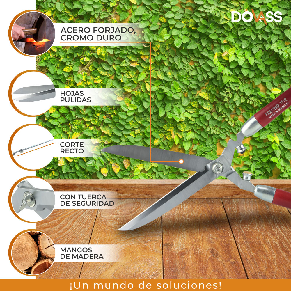 Gimex Tijera Para Podar 2 Manos "Freund" - Acero Forjado Cromo Duro - Hecho en Alemania - Diseñado Para Maximizar El Control Y La Seguridad Durante La Poda, Longitud de la hoja 200 mm