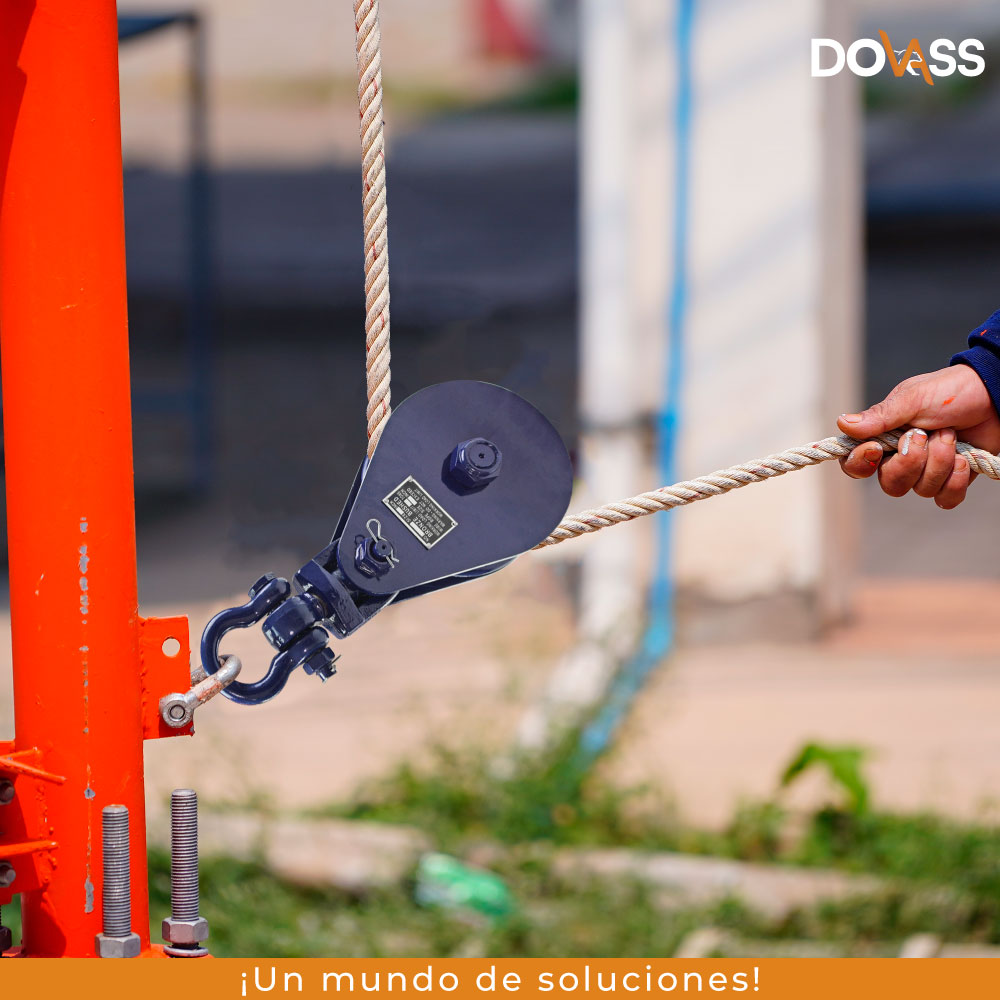 Polea con grillete de Eslinga Capacidad 8 Toneladas Polea 30.48cm Cuerda 3/4 Pulgadas Azul con Rojo