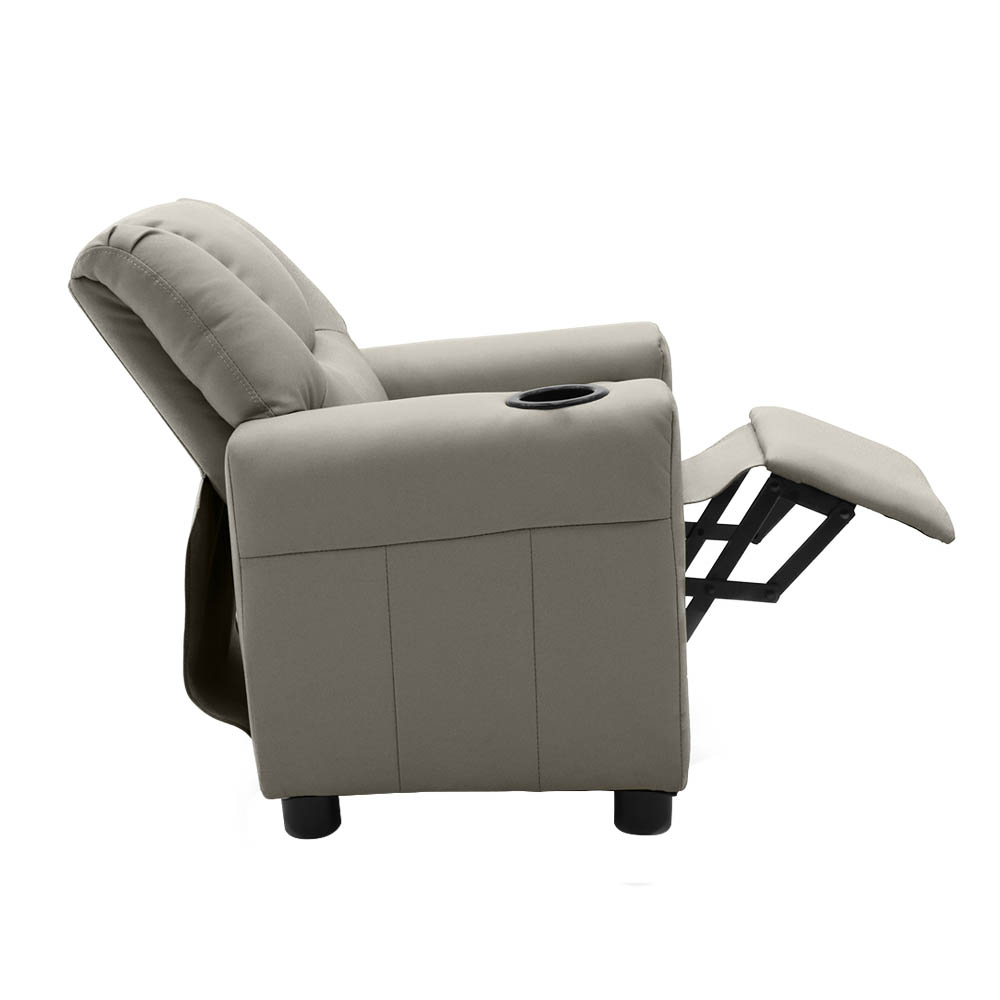 Muebles sofá infantil sillón reclinable reposacabezas Deluxe acolchado  niños con brazos de almacenamiento, gris