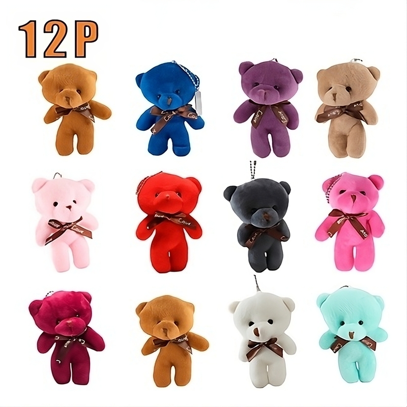 12 Llaveros Ositos Miniositos De Peluche Suave Manualidades