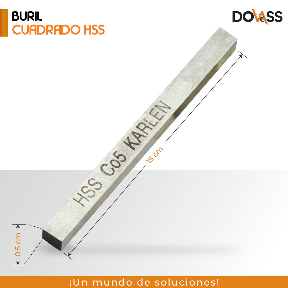 Buril Cuadrado HSS alta velocidad De Cobalto 5mm x 150mm Son ideales para desbastar, cortar, carear, etc.