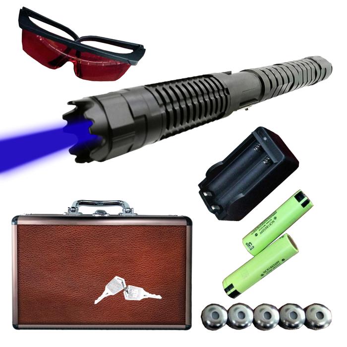 Puntero Láser Potente Quemador MXRMU-001-13 1pz laser haz azul 36x4x4cm 9km Aluminio Negro Apuntador RayProUltra