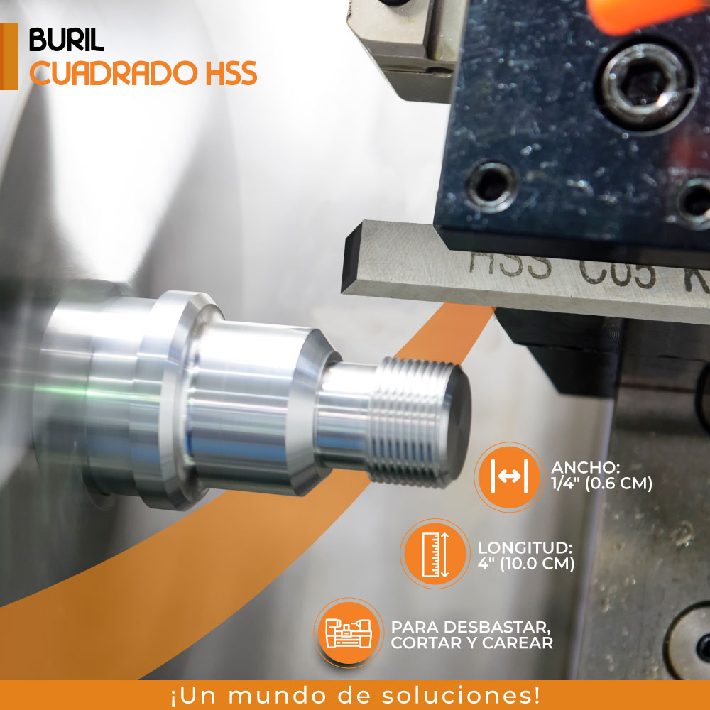 Buril Cuadrado HSS alta velocidad De Cobalto 6mm x 100mm Son ideales para desbastar, cortar, carear, etc.