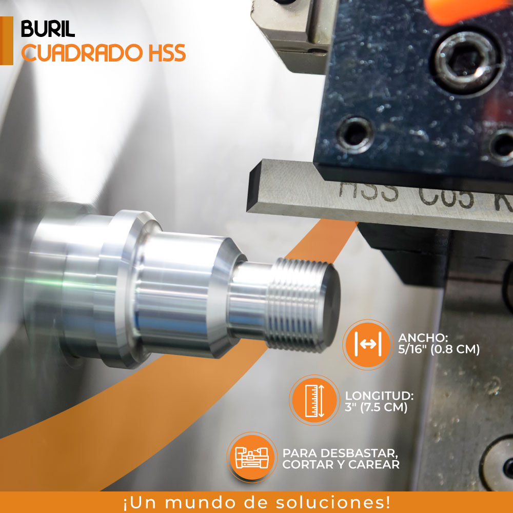 Buril Cuadrado HSS alta velocidad De Cobalto 8mm x 75mm Son ideales para desbastar, cortar, carear, etc.