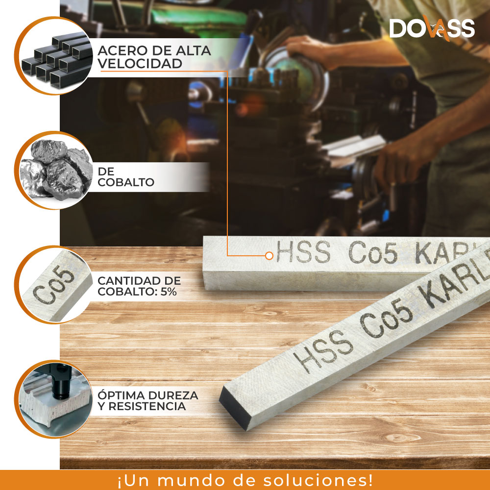 Buril Cuadrado HSS alta velocidad De Cobalto 12mm x 100mm Son ideales para desbastar, cortar, carear, etc.