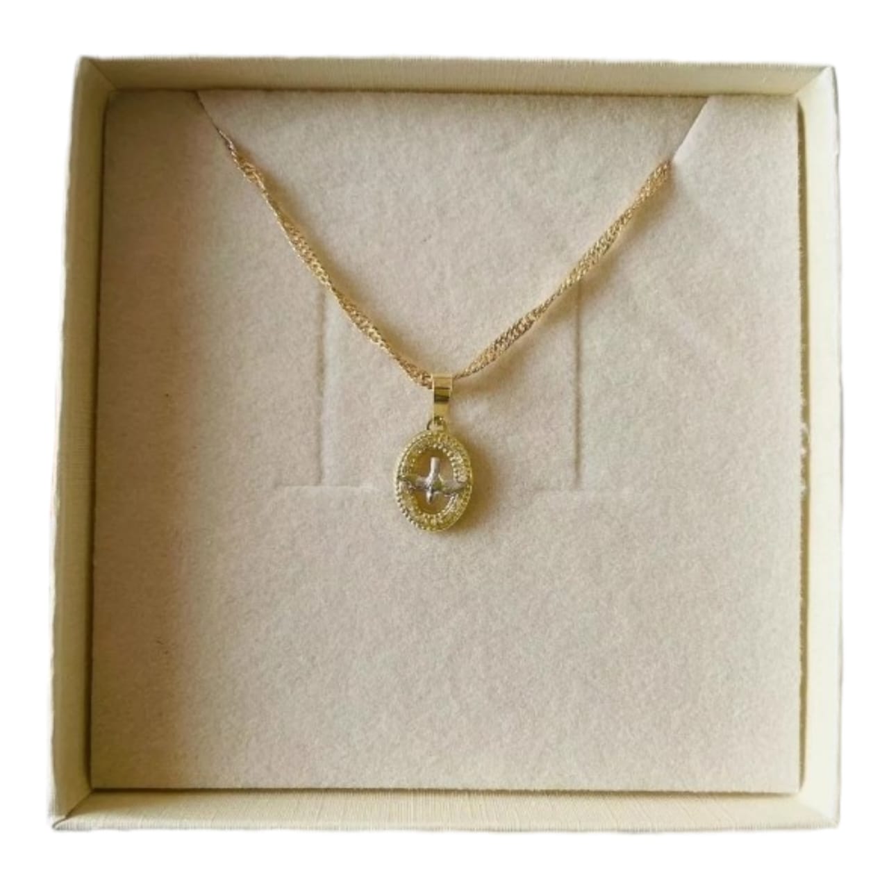 Kit Cadena + Medalla Comunión Zirconias Oro 10k + Obsequio