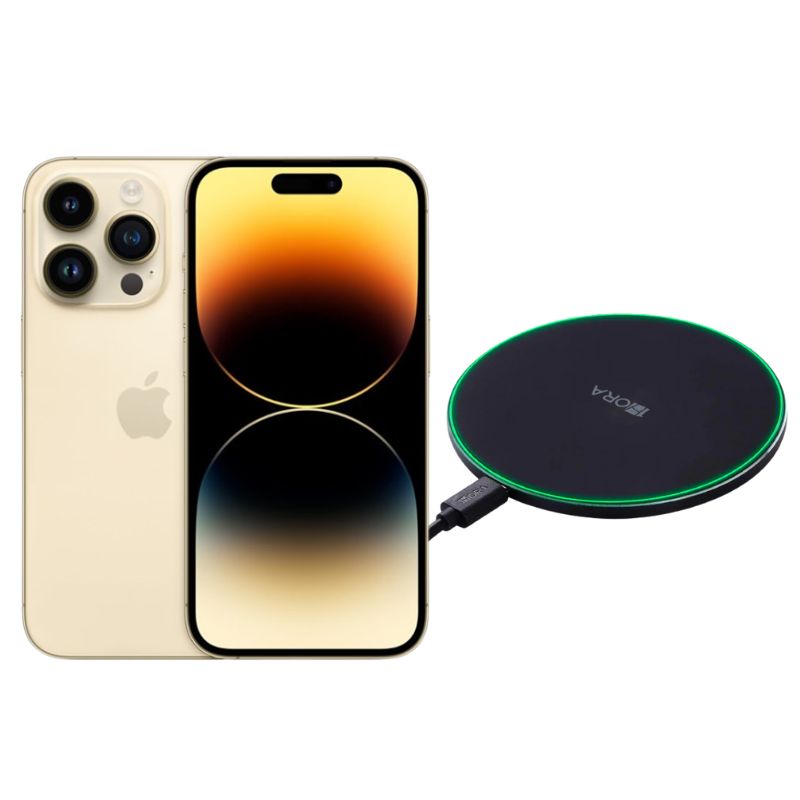 iPhone 14 Pro Max 128GB Dorado E-SIM Reacondicionado Grado A + Cargador Genérico