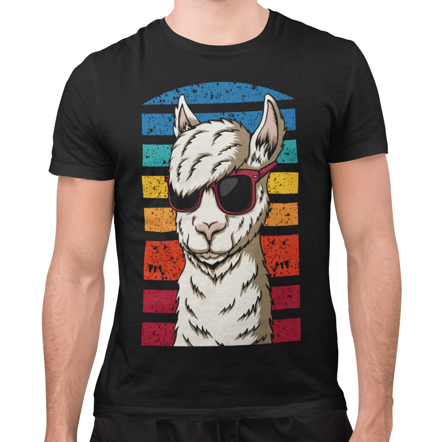 Playera Caballero, Dama Y Niño Llama con Lentes Cool