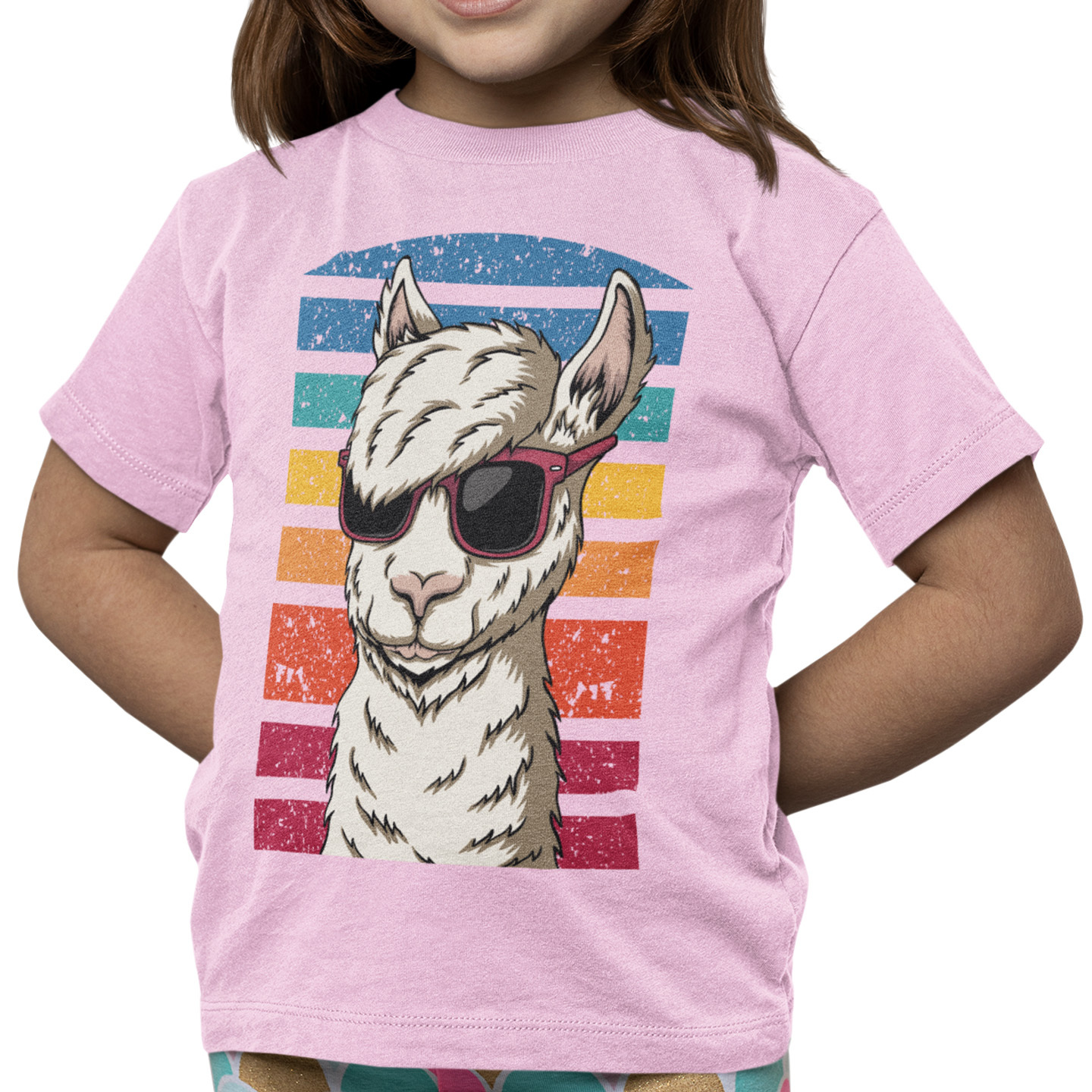 Playera Caballero, Dama Y Niño Llama con Lentes Cool