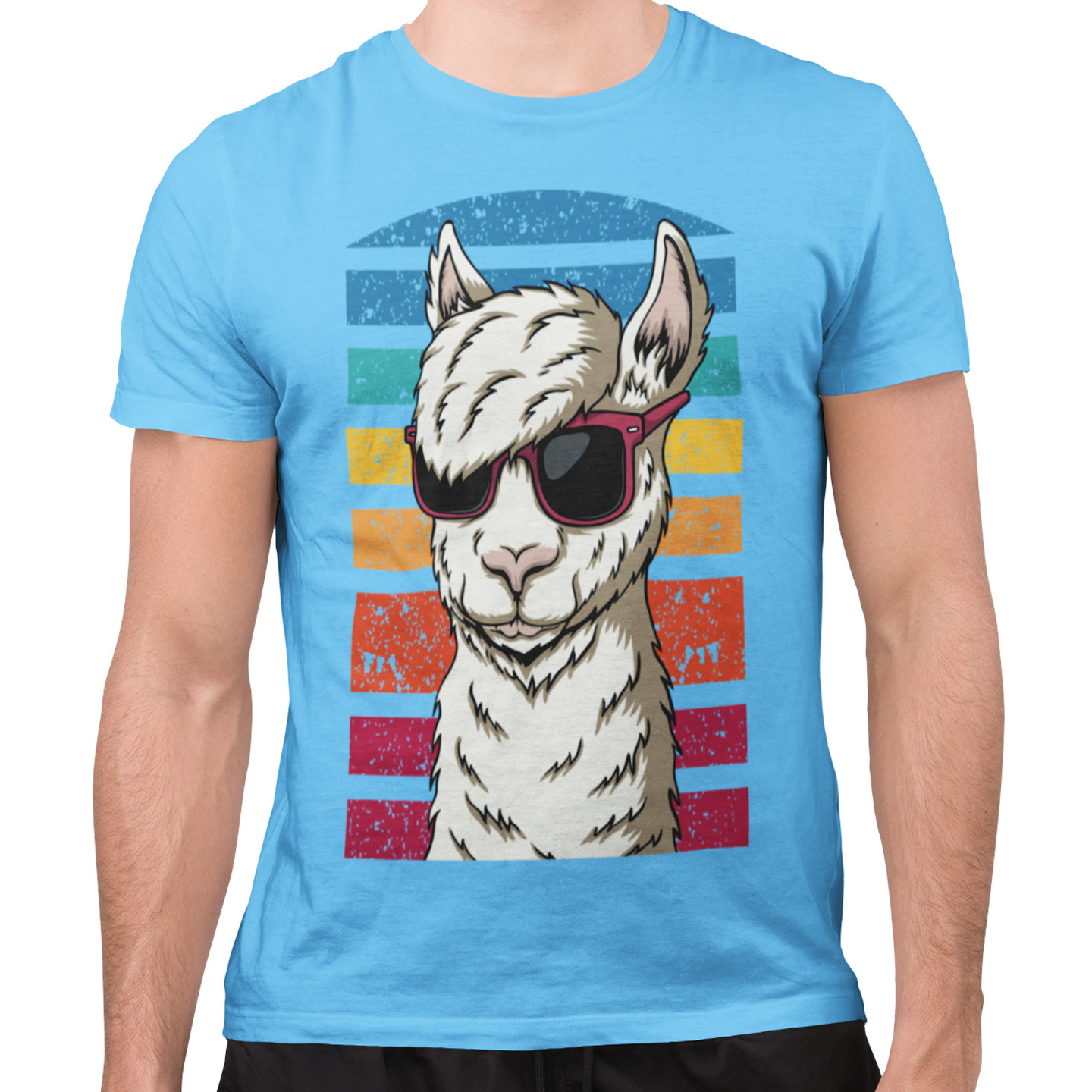 Playera Caballero, Dama Y Niño Llama con Lentes Cool