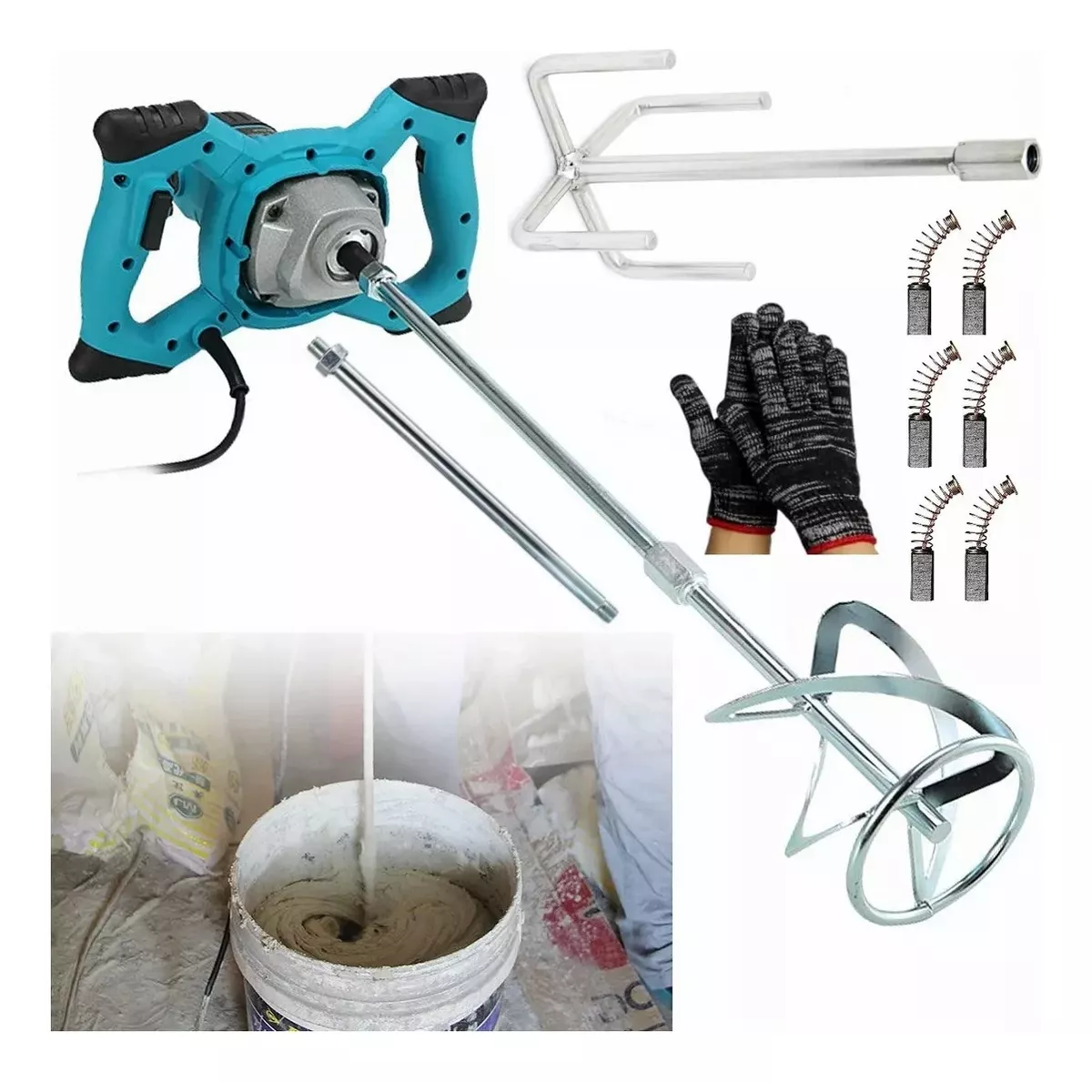 Mezcladora Eléctrica De Cemento Pintura 6 Velocidades 2100w