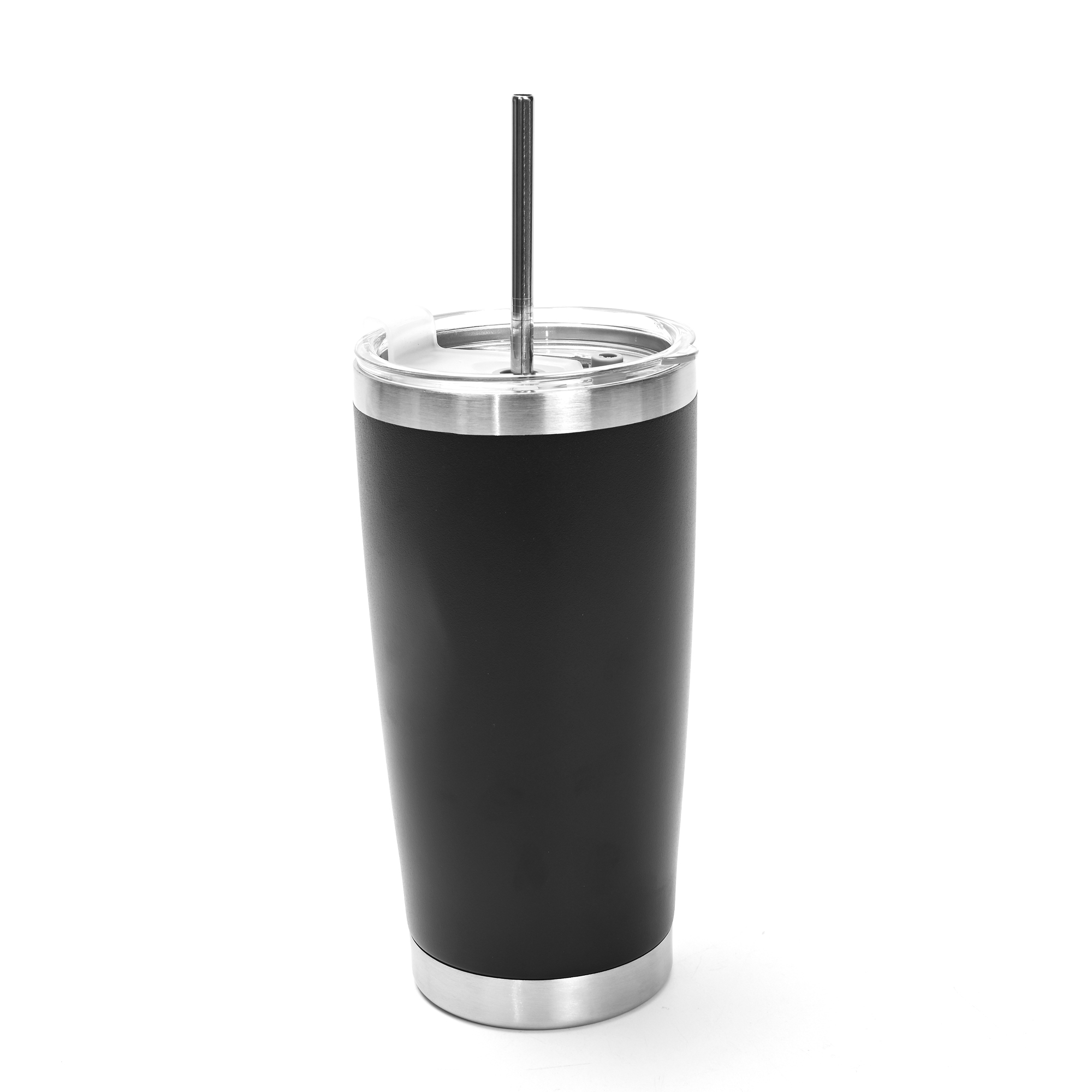 Vaso Térmico con 2 Popotes en Acero Inoxidable, Vaso para Bebidas Frías o Calientes y Tapa con Soporte para Popote