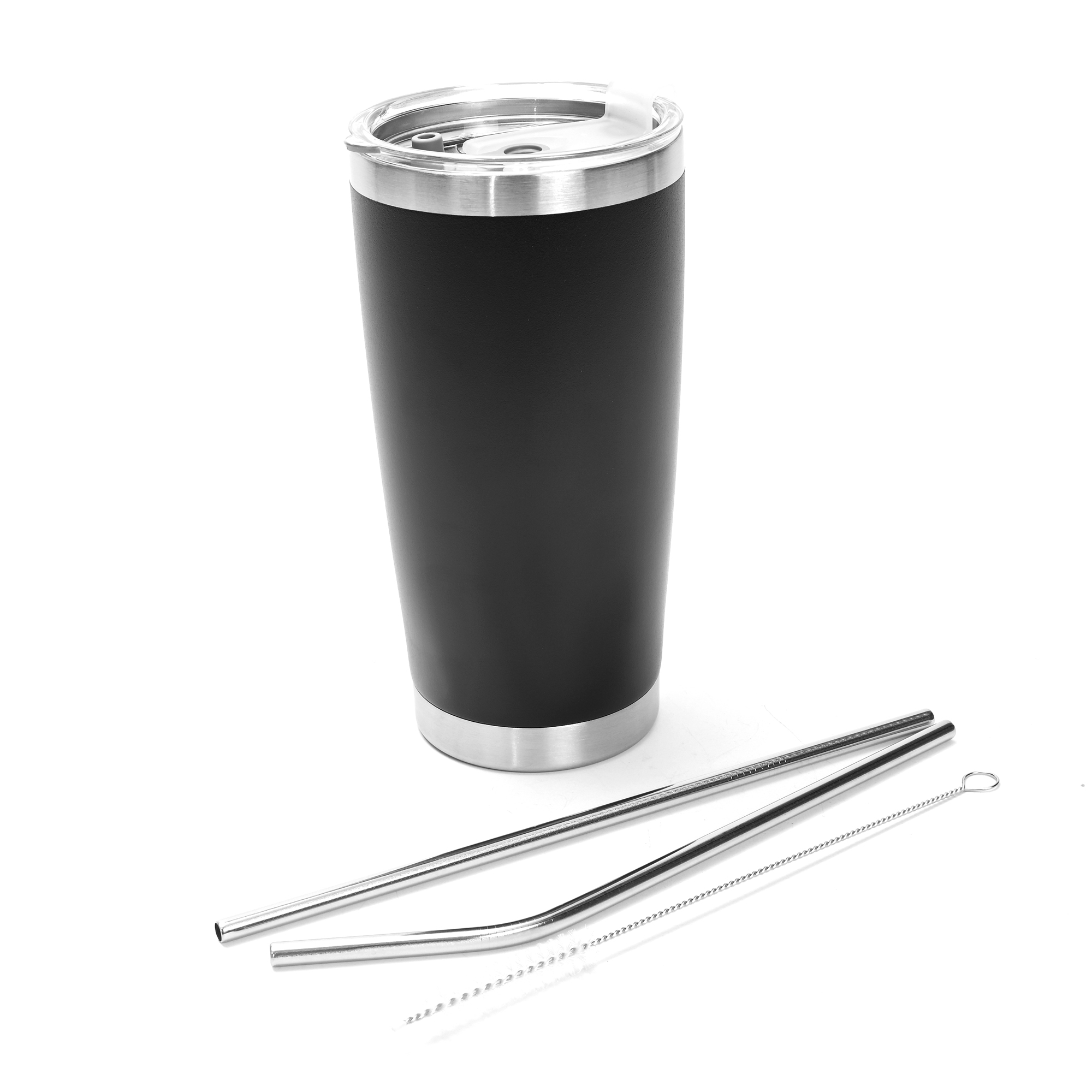 Vaso Térmico con 2 Popotes en Acero Inoxidable, Vaso para Bebidas Frías o Calientes y Tapa con Soporte para Popote