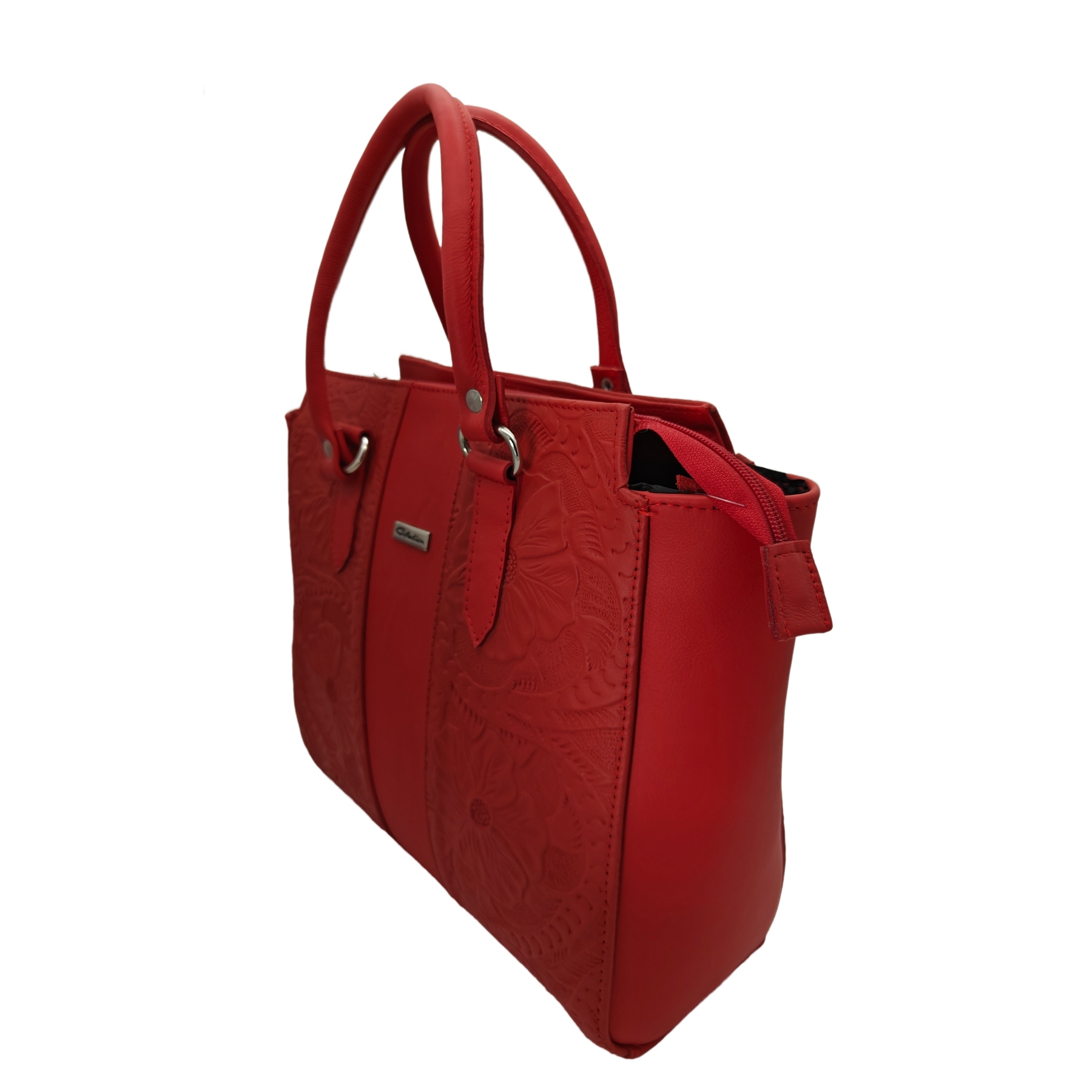 Bolso en Piel Vacuno Cincelada Fana Camila Rojo