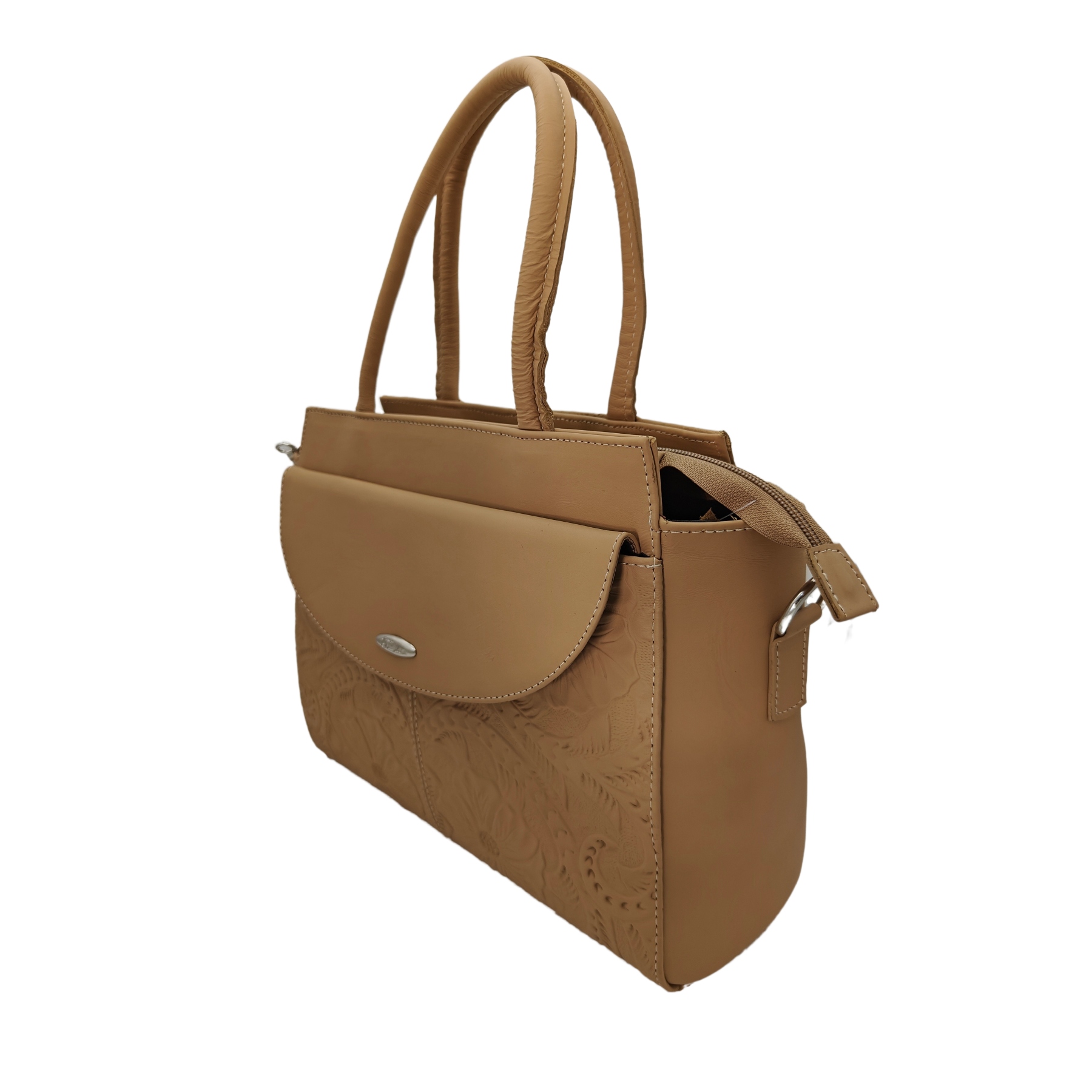 Bolso en Piel Vacuno Cincelada Fana Francis Camel