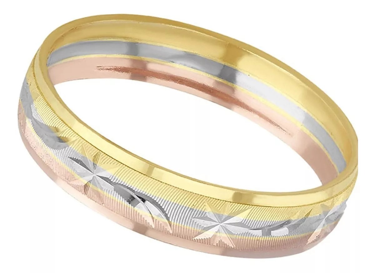 Argolla Matrimonio 3 Oros De 10 K Diamantadas + Obsequio