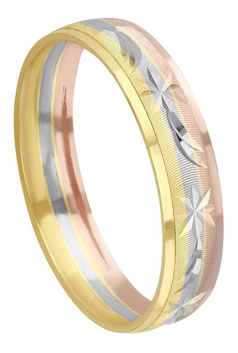 Argolla Matrimonio 3 Oros De 10 K Diamantadas + Obsequio