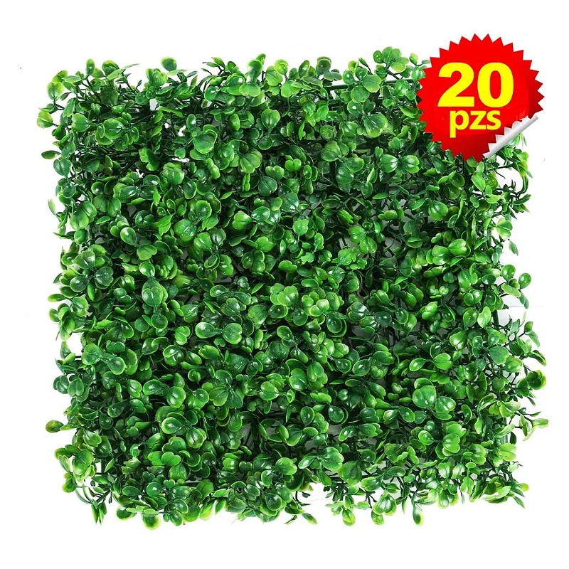 Muro Verde Follaje Artificial Sintético 60x40cm 20 Pzs