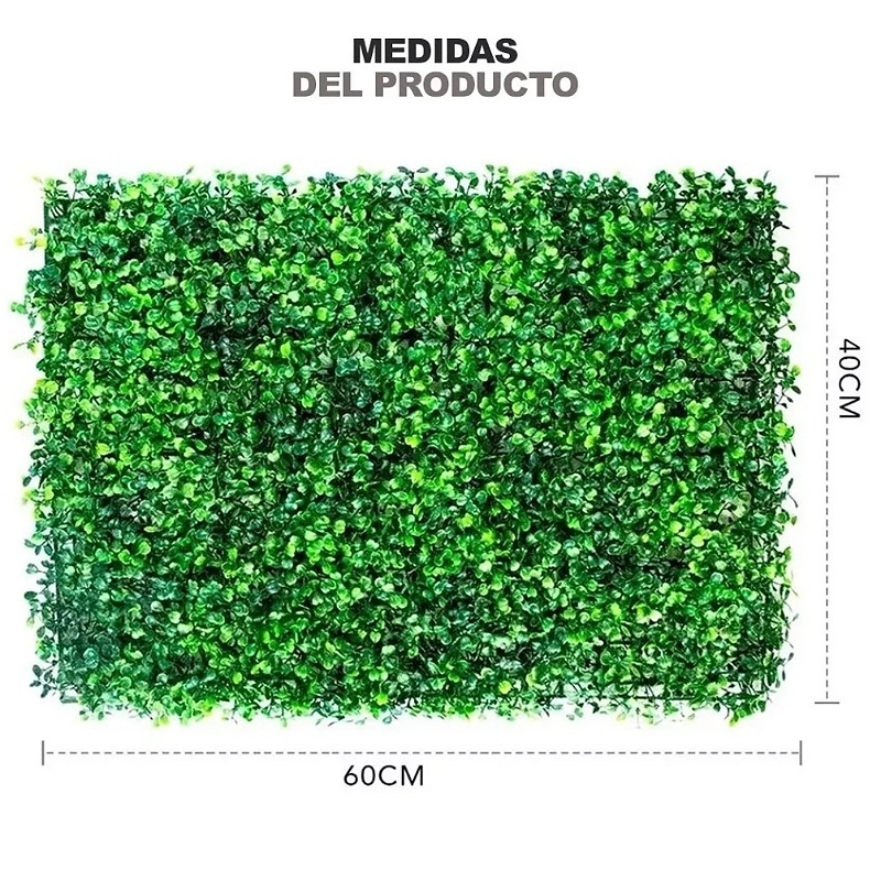 Muro Verde Follaje Artificial Sintético 60x40cm 20 Pzs