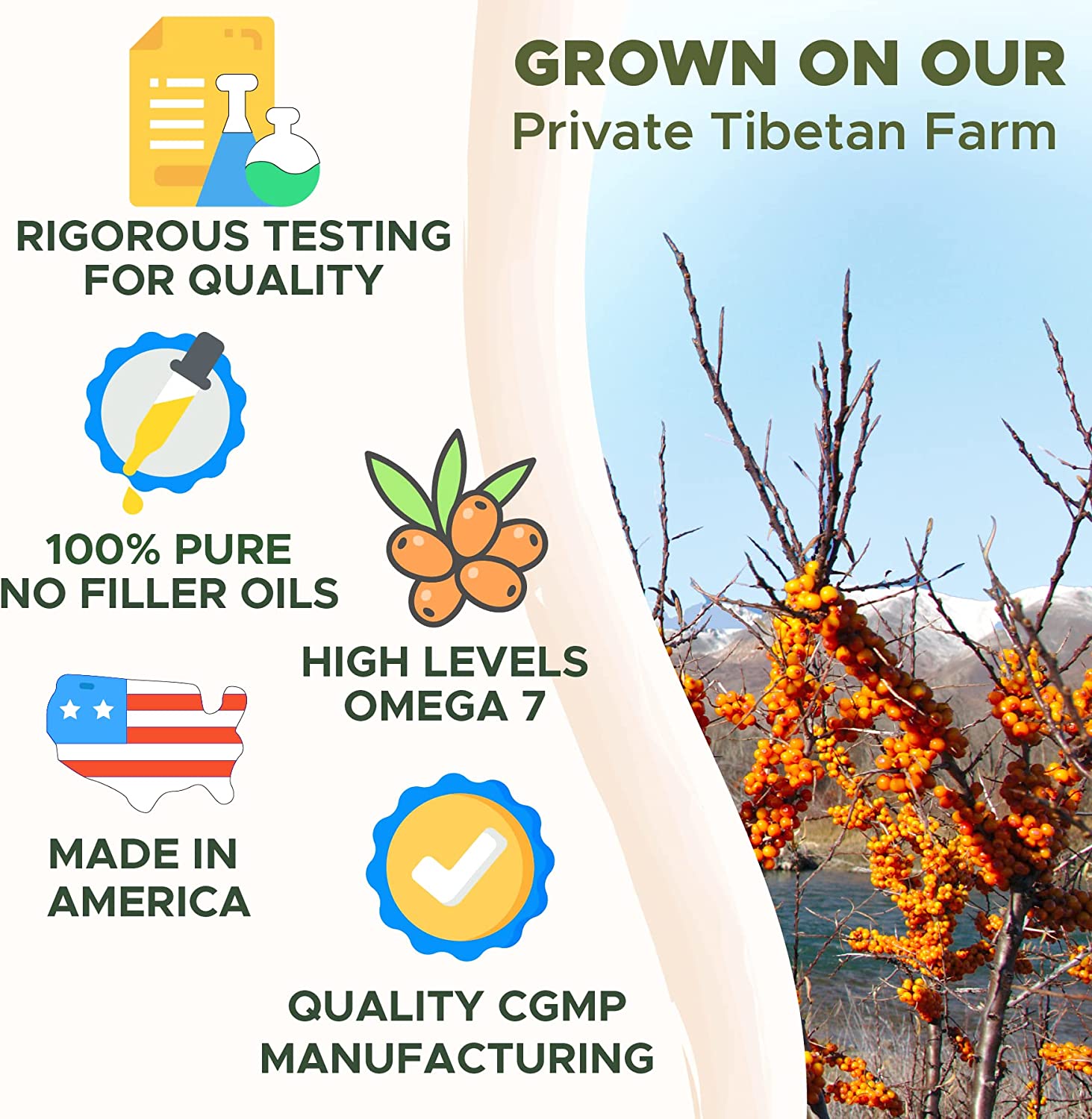 Mezcla de Aceite de espino amarillo Omega 7 60 cápsulas