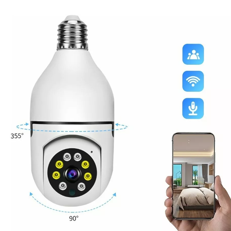 Camara Foco 360 Grados Wifi Ip Seguridad Espía Oculta Hd Spy