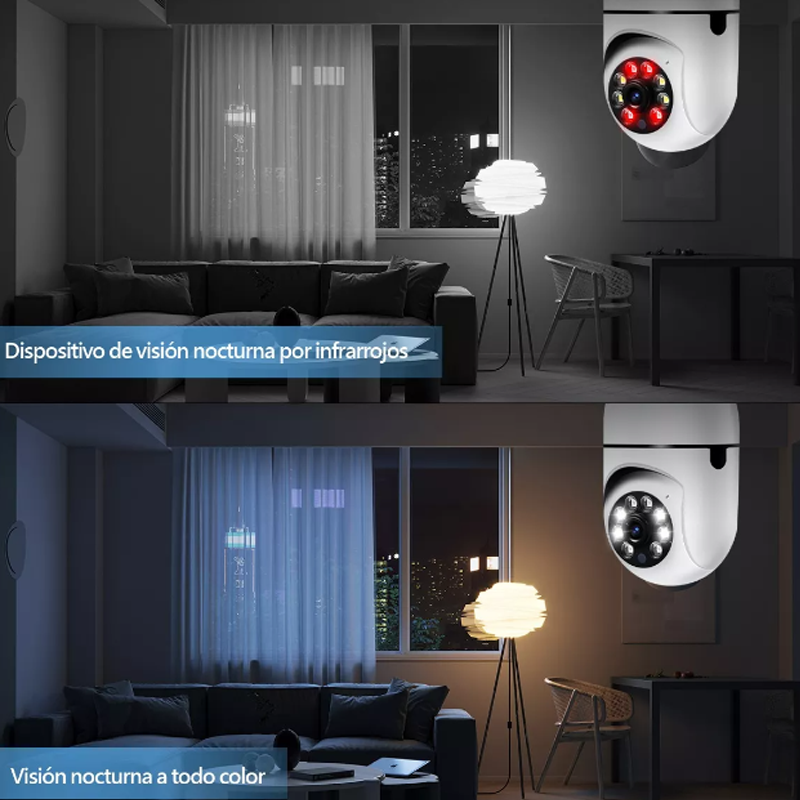 Camara Foco 360 Grados Wifi Ip Seguridad Espía Oculta Hd Spy