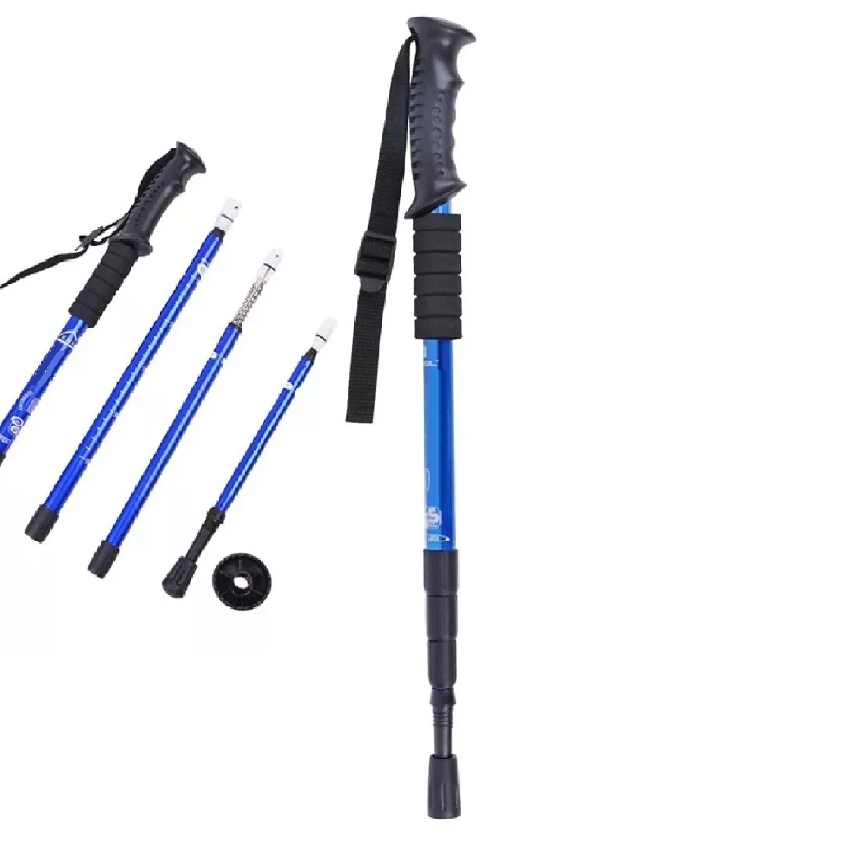 Bastón Plegable Ligero Senderismo Caminar Escalar Azul