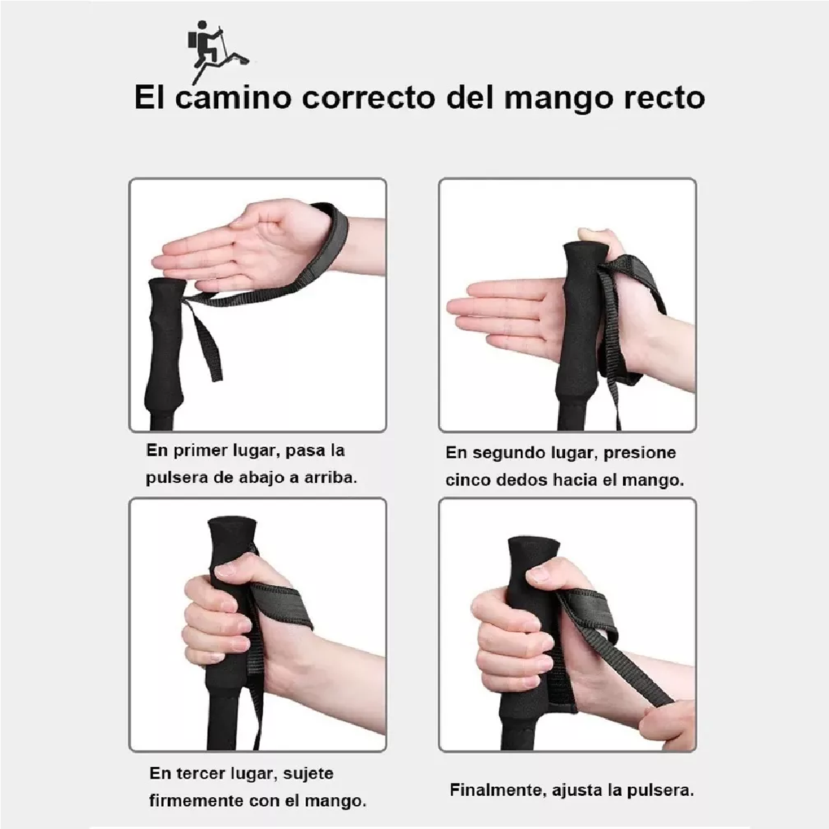 Bastón Plegable Ligero Senderismo Caminar Escalar Plateado