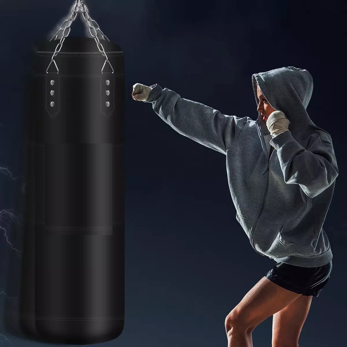 Saco Bolsa Boxeo 120 Cm Saco De Boxeo Deportivo Profesional Negro