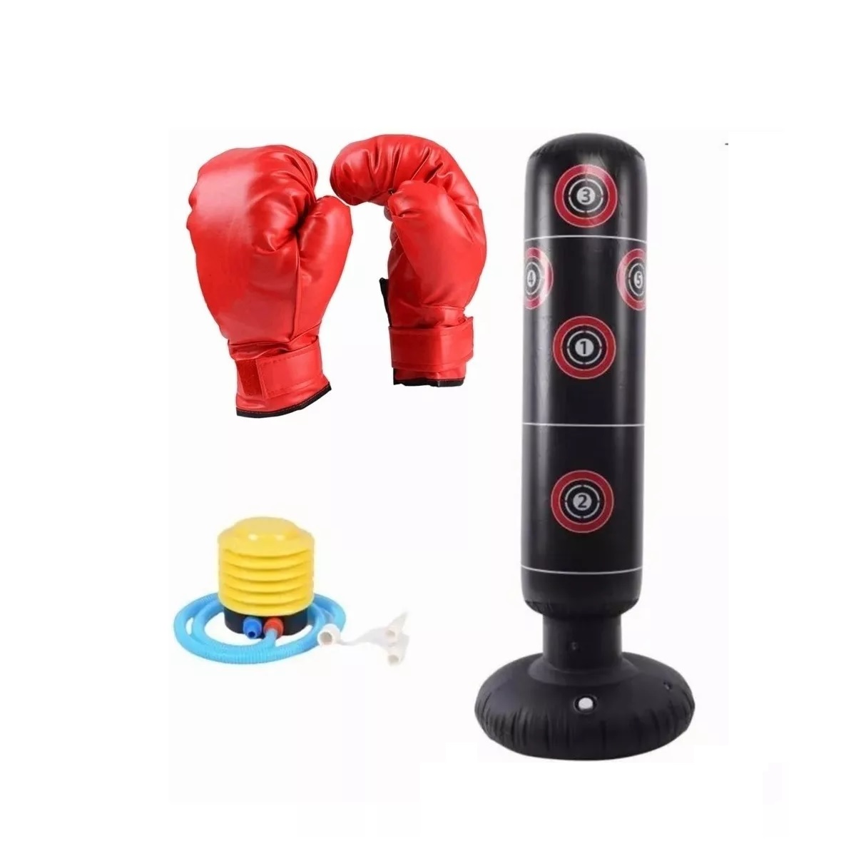 Set Bolsa Inflable De Boxeo, Artes Marciales C/guantes, Inflador