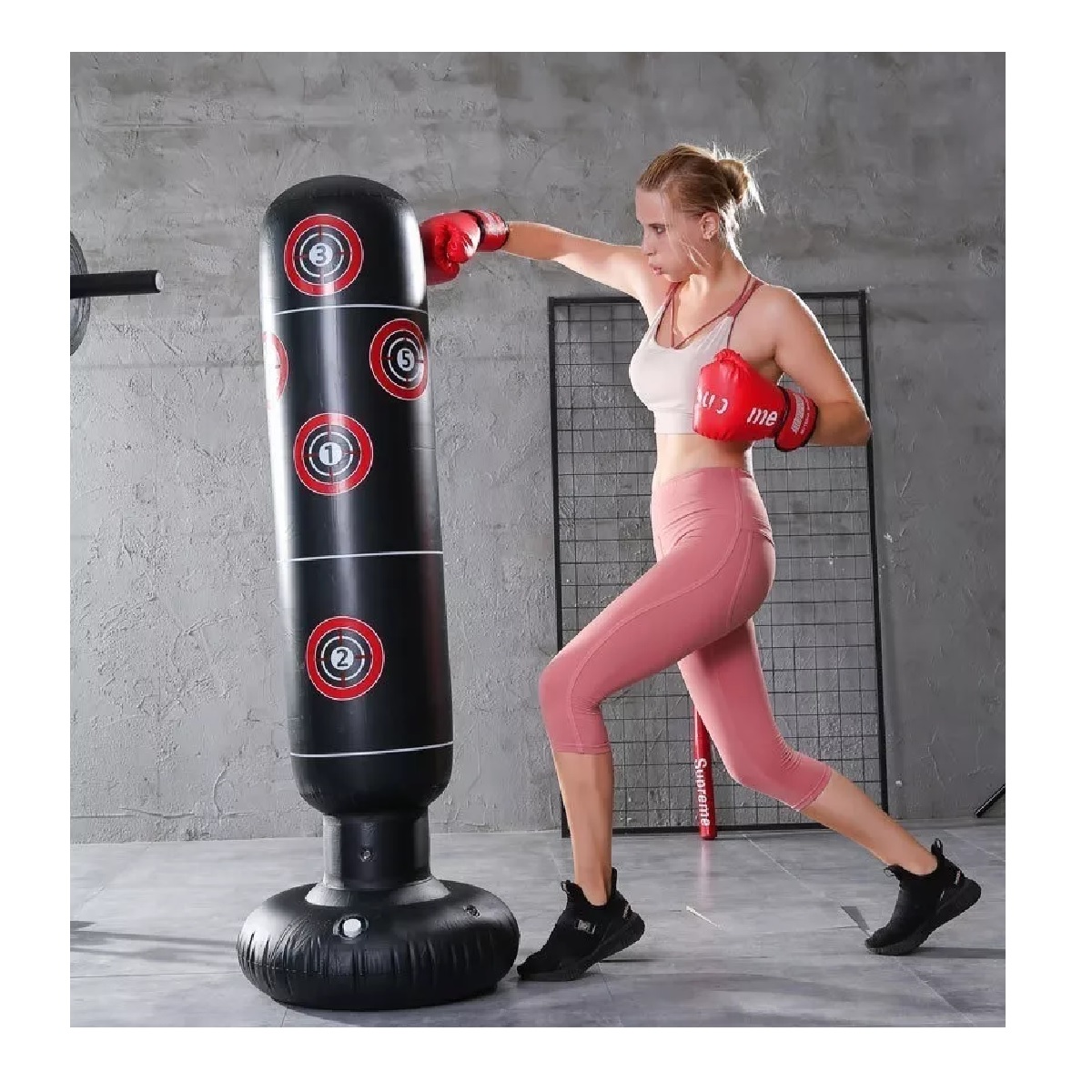 Set Bolsa Inflable De Boxeo, Artes Marciales C/guantes, Inflador