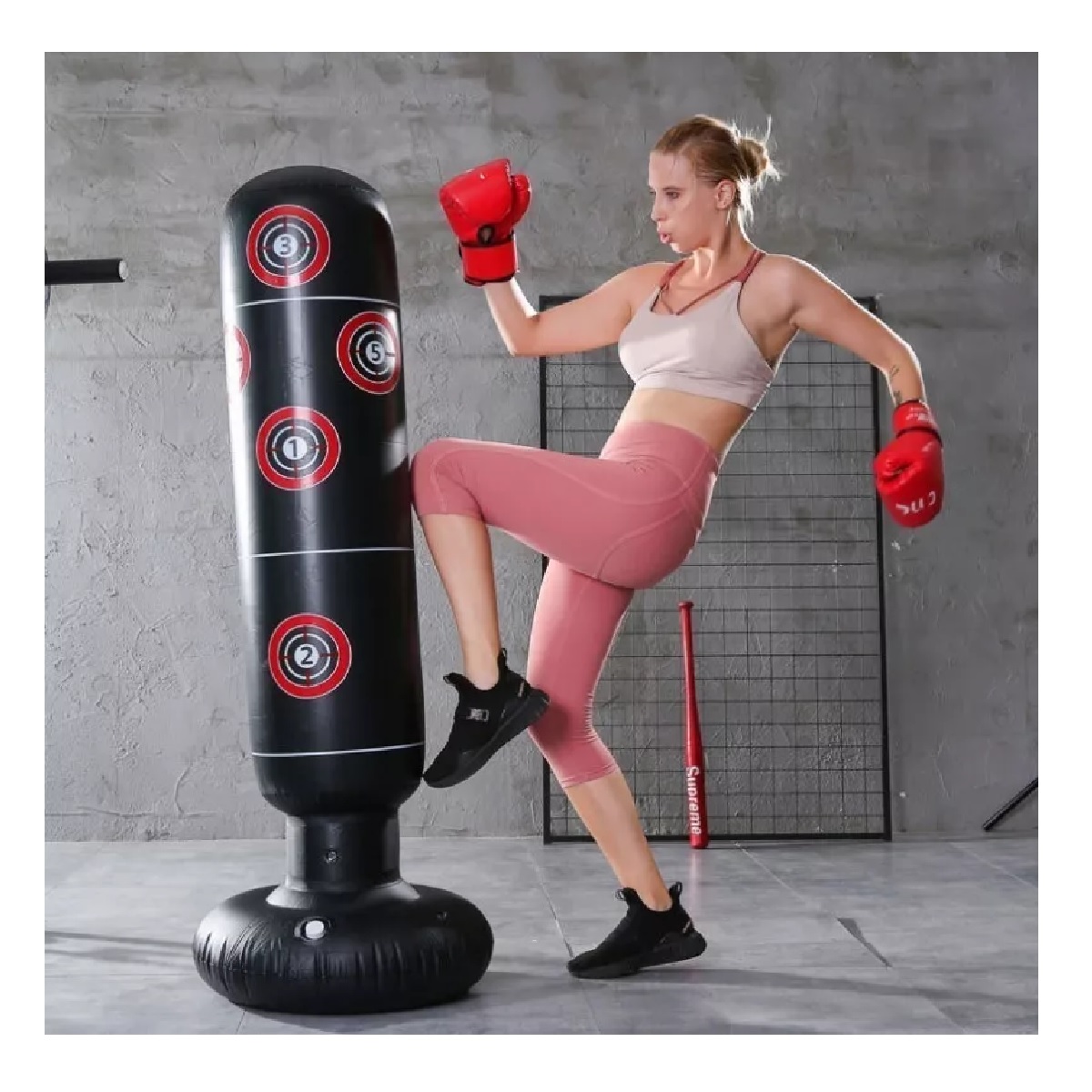 Set Bolsa Inflable De Boxeo, Artes Marciales C/guantes, Inflador