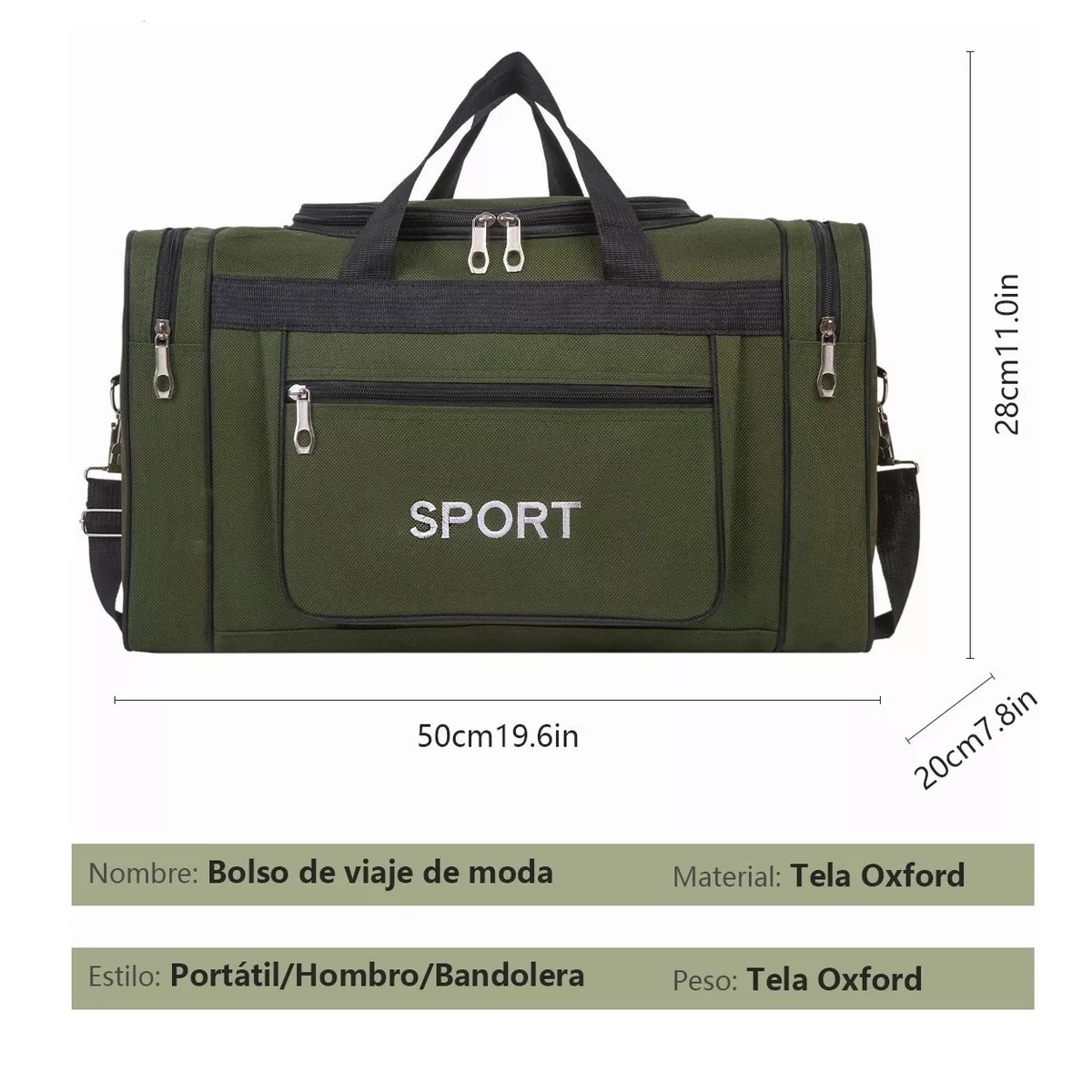 Alta Capacidad Maleta Deportiva Bolsa Gym Viaje Verde