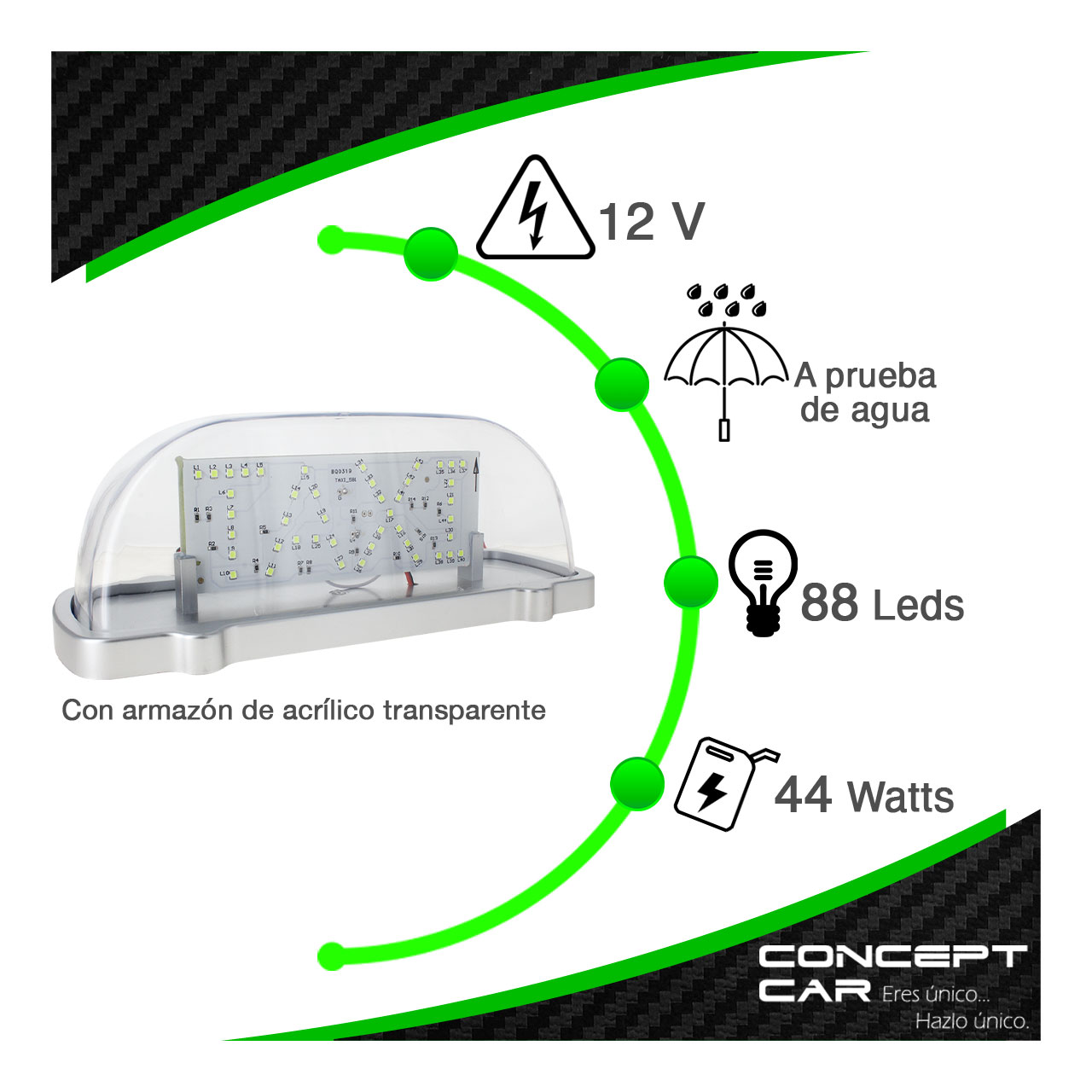 Copete Acrilico Letrero Taxi Con Luz Led Doble Vista Iman