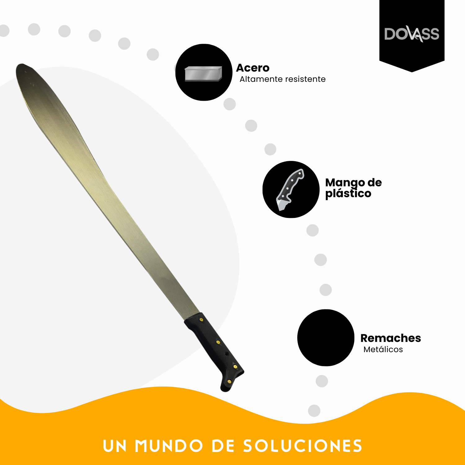 Machete Caguayano Hoja De Acero 27 Pulgadas Hoja De Acero Tipo Recto Con Remaches Metálicos Y Mangos De Plástico Para Una Mayor Estabilidad Y Control Gimex Color Negro