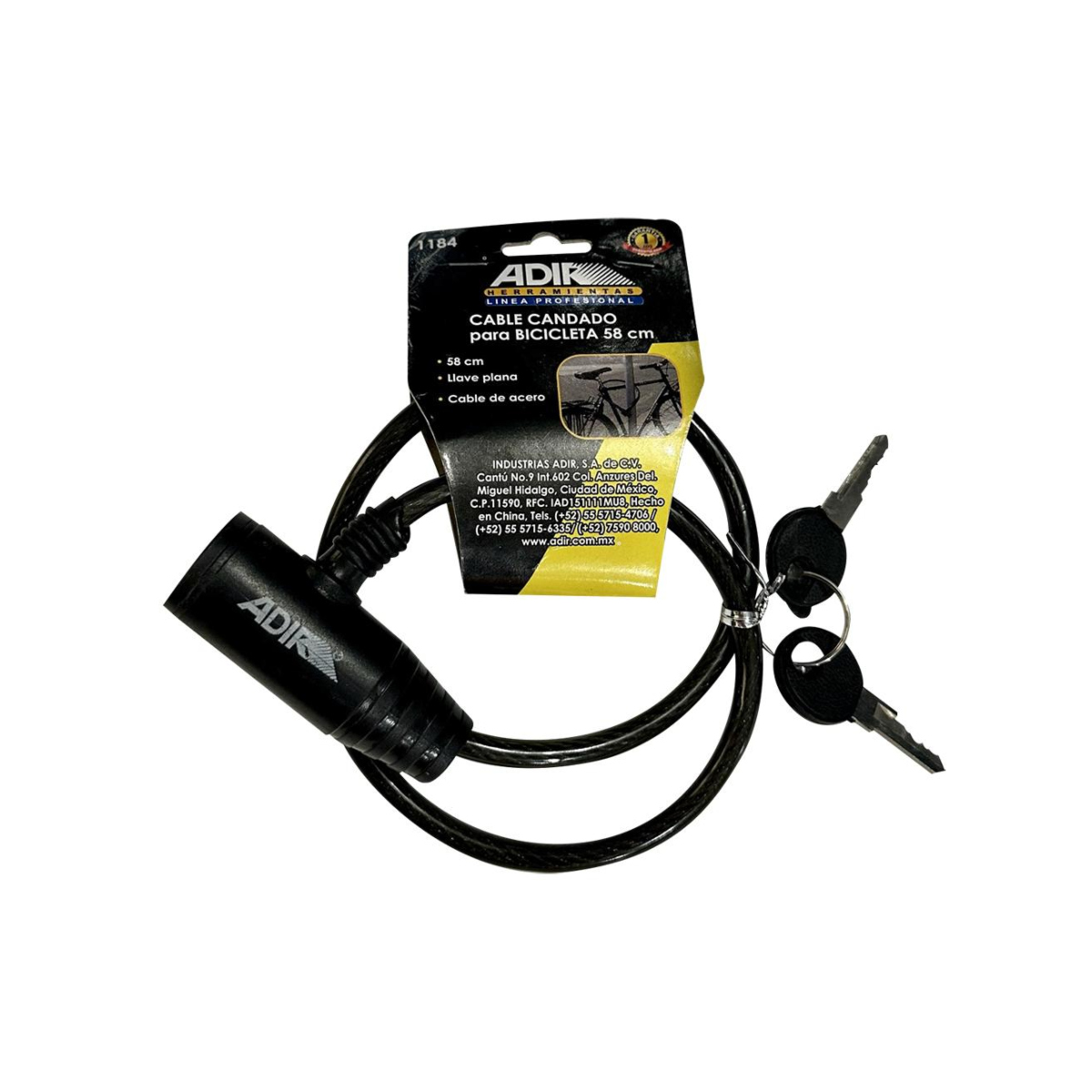 ADIR 1184 Candado para Bicicleta, color negro